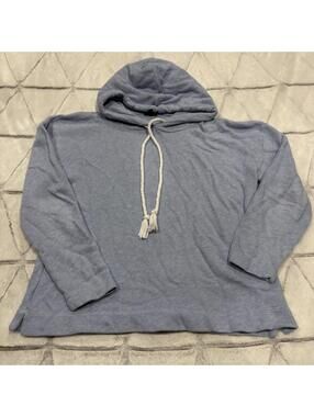 Talbots Beachy Petite Large Light Blue Hooded Sweater LP Cotton Cozy